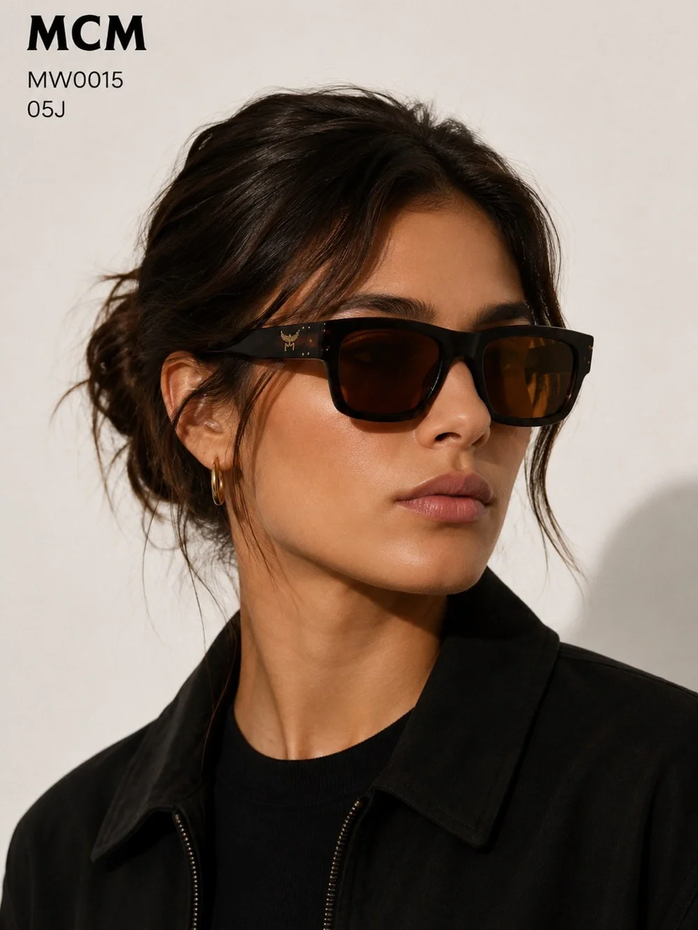 MCM Black Tortoiseshell Frame Sunglasses with Brown Lenses
